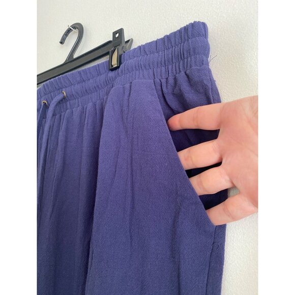 Navy Blue Polyester Casual Pants With Elastic Waist & Drawstring Size XL - Picture 3 of 5